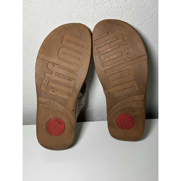 FitFlop Lulu Sparkly Rhinestone Nude Gold Thong Flip Flop Wedge Cushion Women 10 - Picture 13 of 14